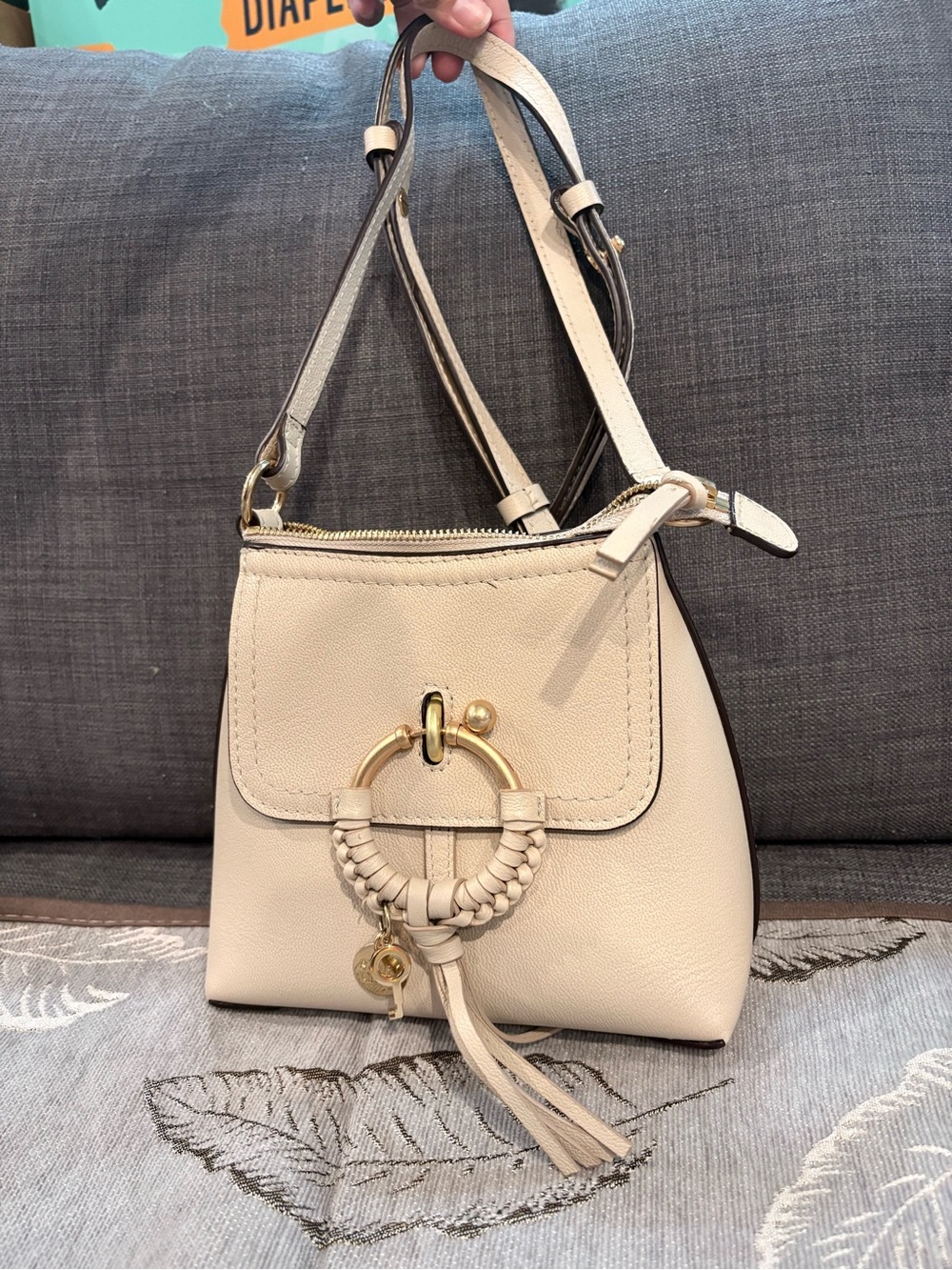 See by Chloe Joan Leather Backpack in Cement Beige